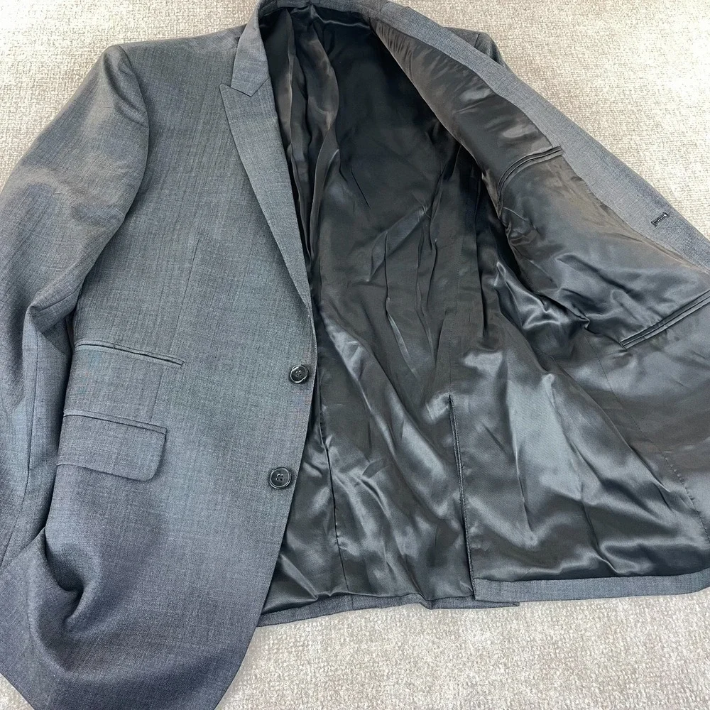 Calvin Klein Blazer Jacket Mens 44R Gray Extreme‎ Slim Fit Peak Lapel Business